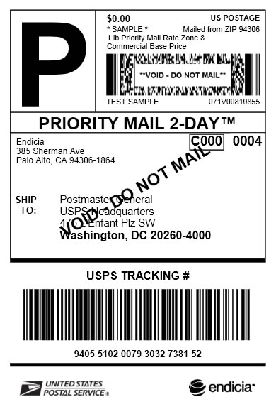 Priority Mail 2 Day Label July 2013 